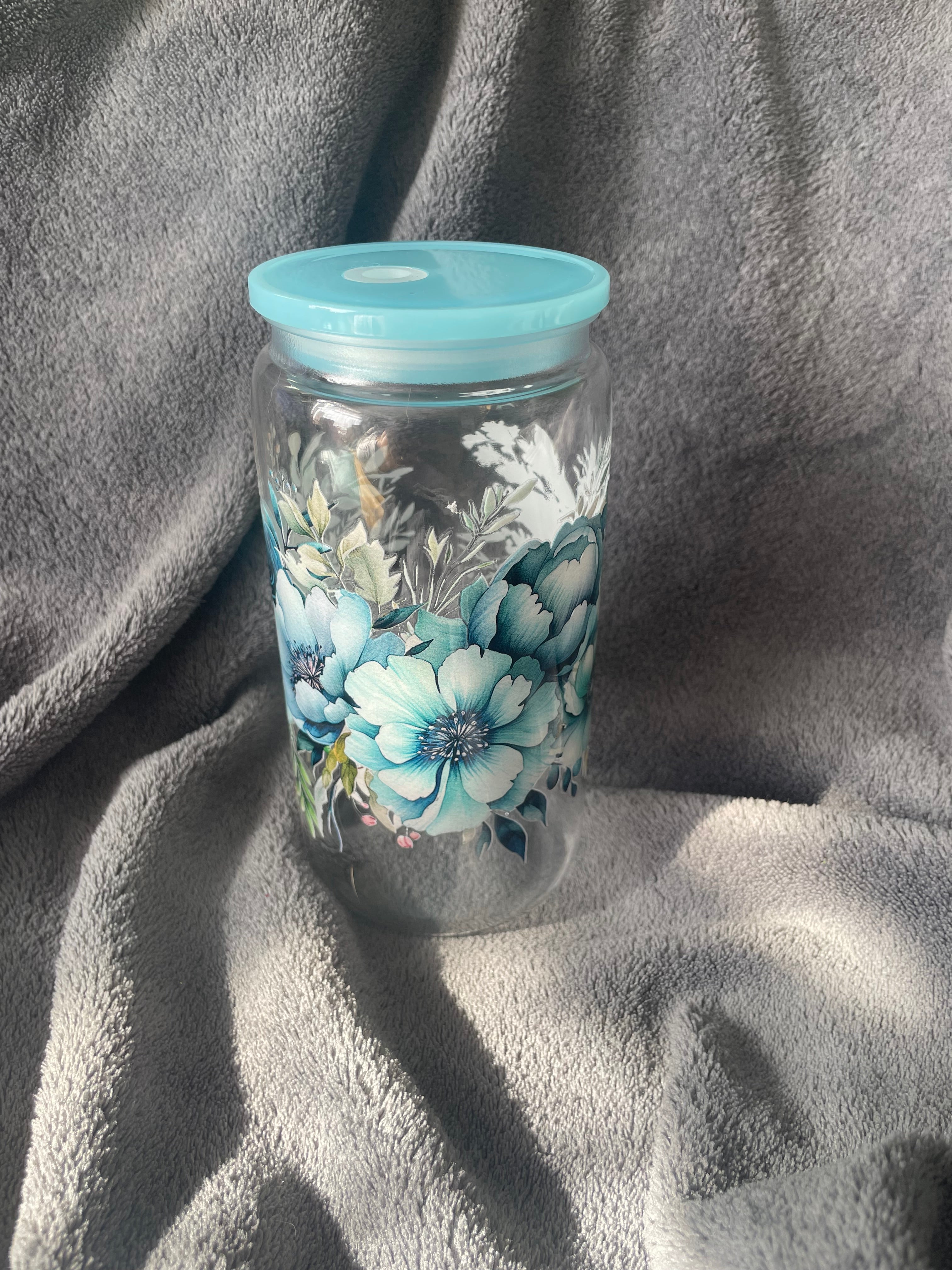🌸 Handmade Floral Glass Cup with Lid – Elegant &amp; Unique Drinkware 🌸