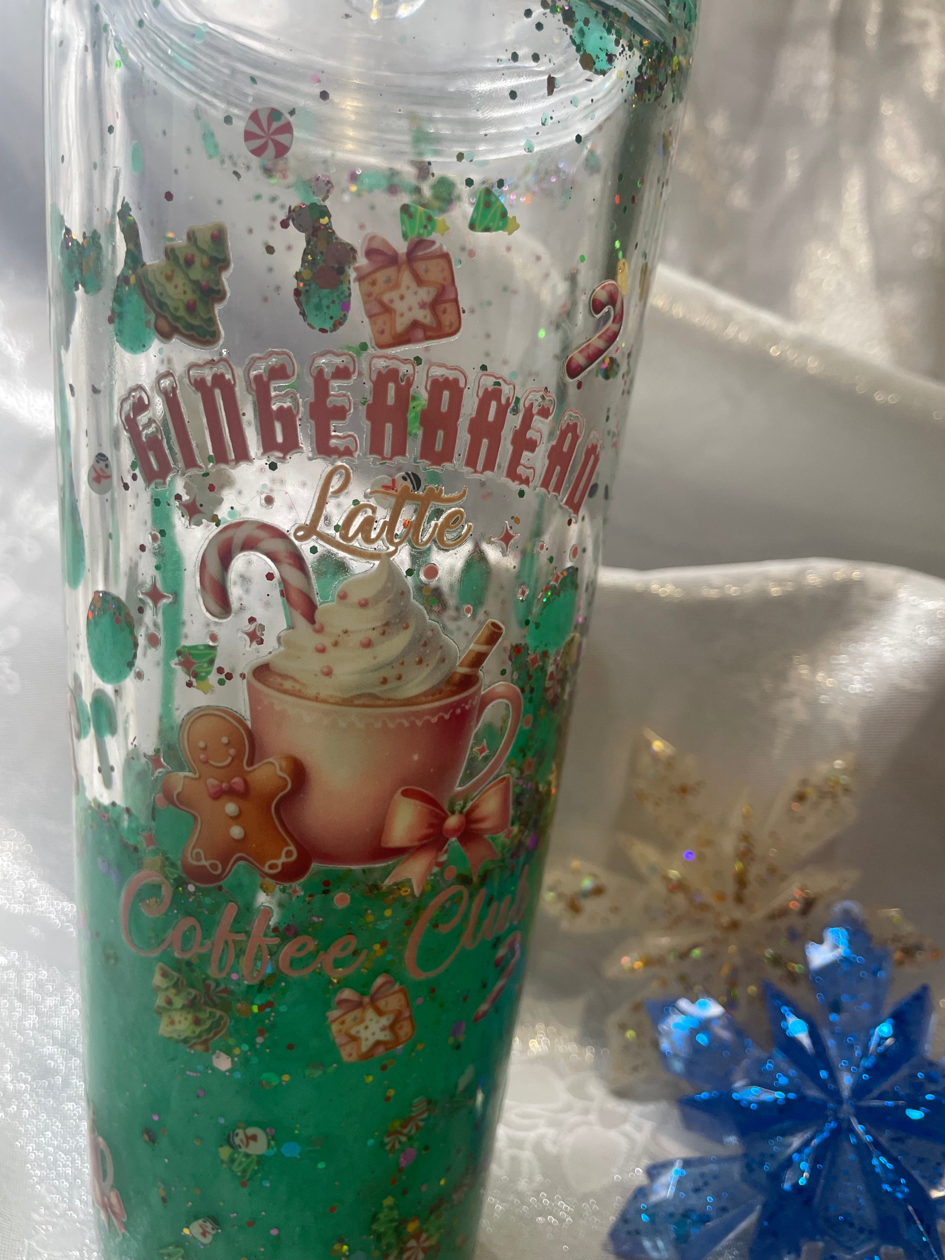✨ Christmas Snow Globe 24oz Dual Lava Tumbler – Gingerbread Glitter Wonderland! ✨